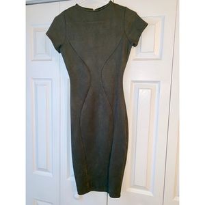Akira forest green midi dress with back slit